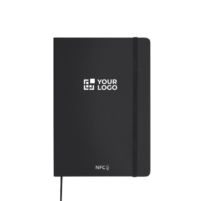 Bloco de notas A5 com capa em PU, ligação NFC e folhas lisas