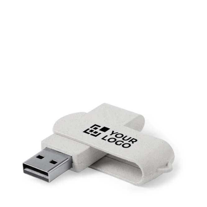 Pen USB de cana de trigo com estrutura giratória protetora