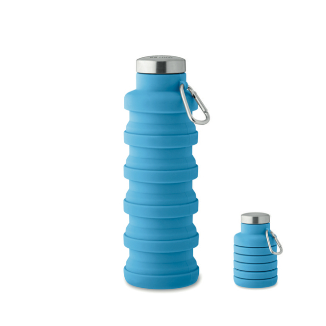 Garrafa dobrável de silicone com mosquetão 500 ml