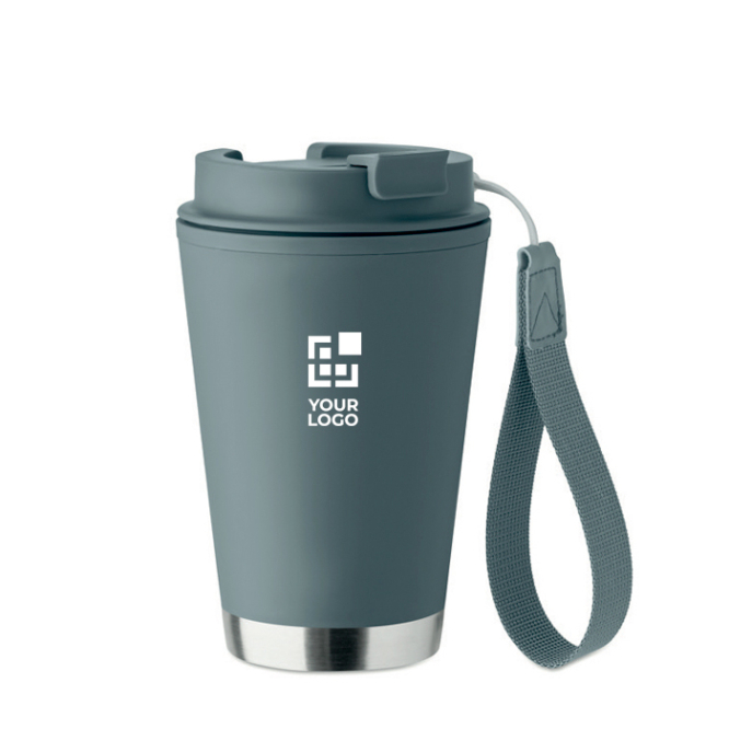 Copo de parede dupla de viagem com tira de rPET 300 ml
