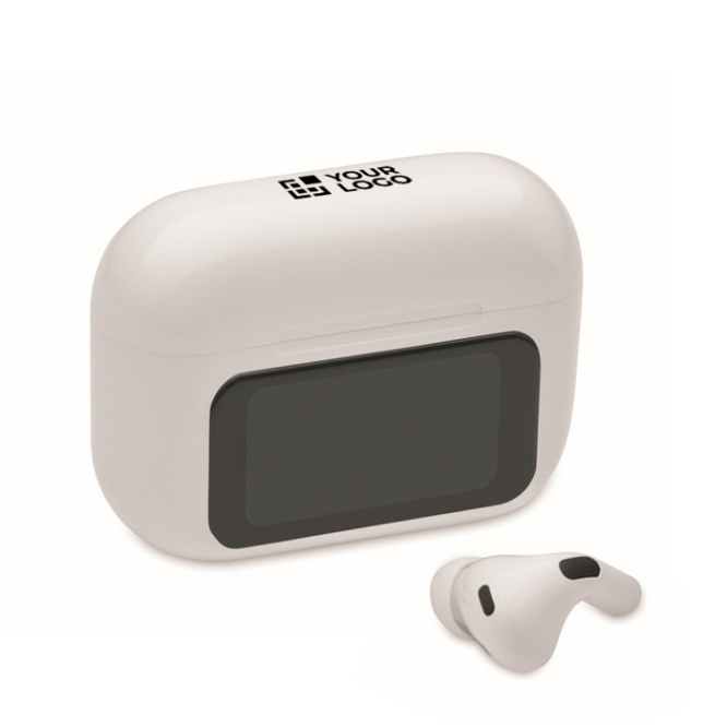 Auriculares sem fios com estojo de ecrã táctil