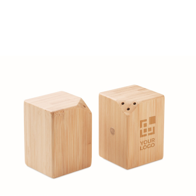 Conjunto de saleiro e pimenteiro de bambu com junção magnética