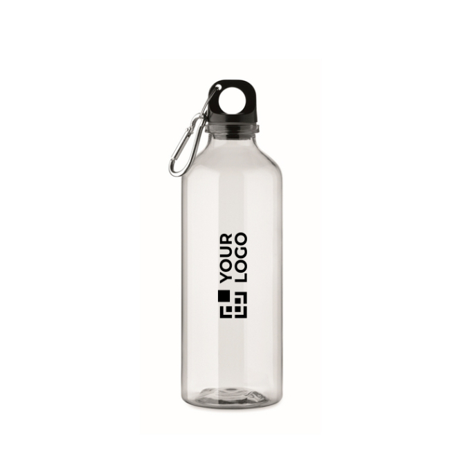 Garrafa translúcida de rPET com tampa e mosquetão 500 ml