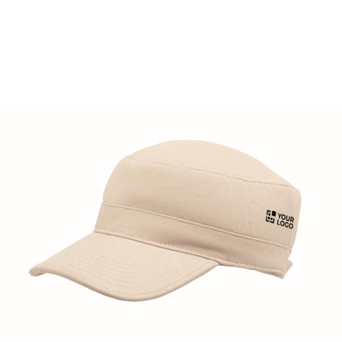 Boné militar de algodão escovado com velcro 260 g/m2