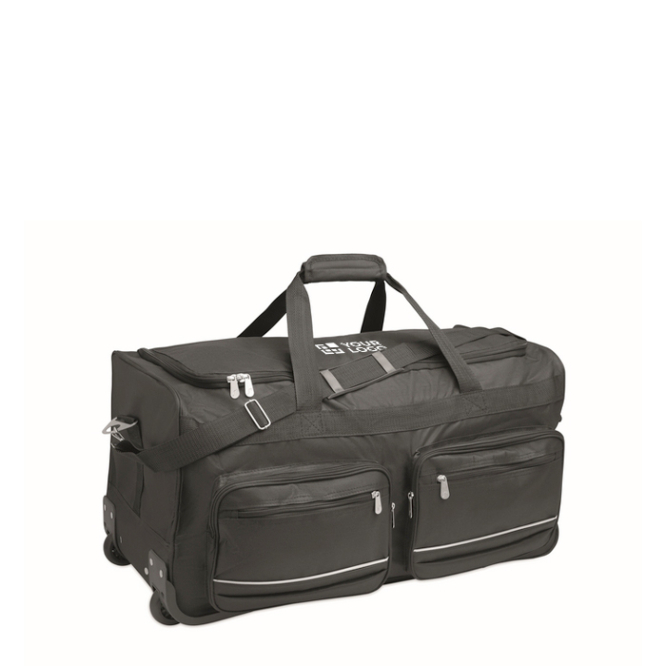 Saco trolley de rPET com 2 rodas e vários bolsos