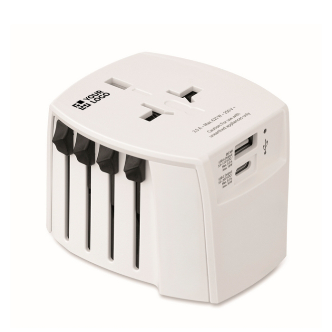 Adaptador de viagem compacto de 30 W com USB-A e USB-C