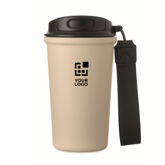 Copo térmico em aço inox reciclado com asa e sistema anti-fugas 400 ml