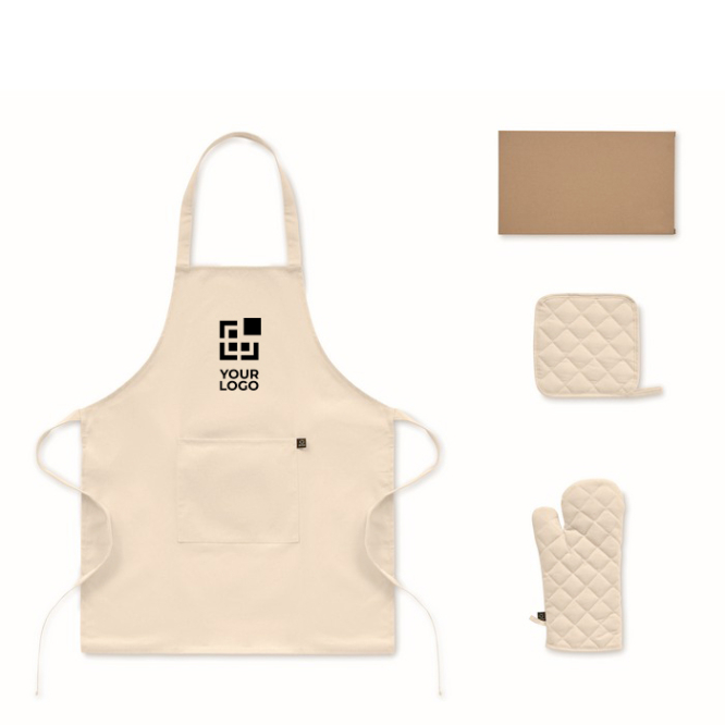 Conjunto cozinha em algodão reciclado com costuras acolchoadas 180 g/m²