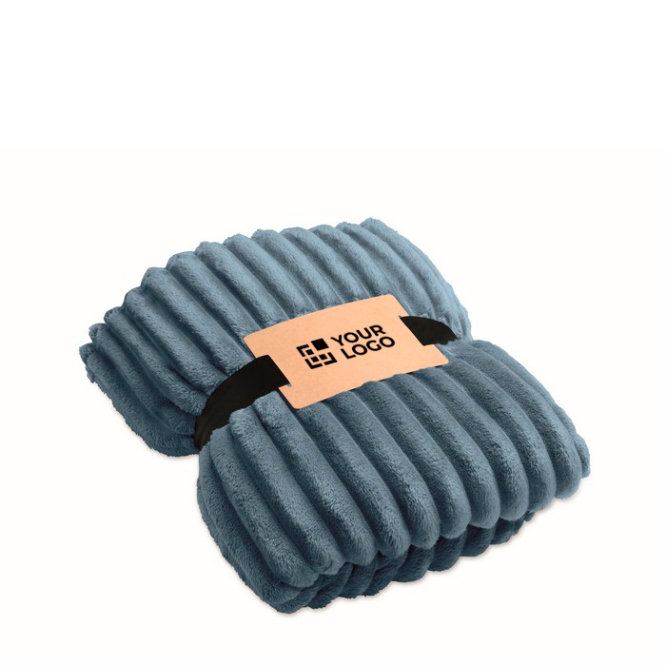 Manta de polar às riscas com fita e cartão kraft 450 g/m²