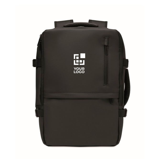 Mochila extensível RPET 600D com compartimentos e fita de trolley 20L