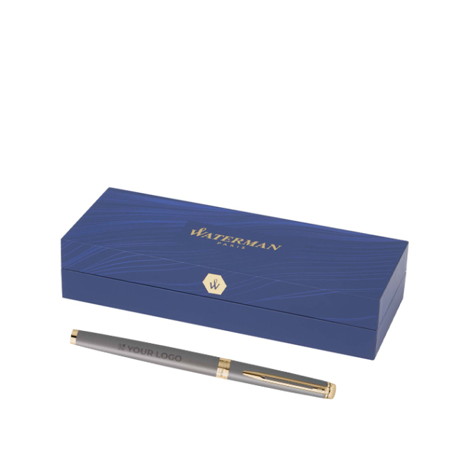Caneta lacada metalizada de tinta preta Waterman Hemisphere F