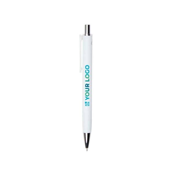 Caneta de plástico reciclado com tinta semigel preta 0,7 mm