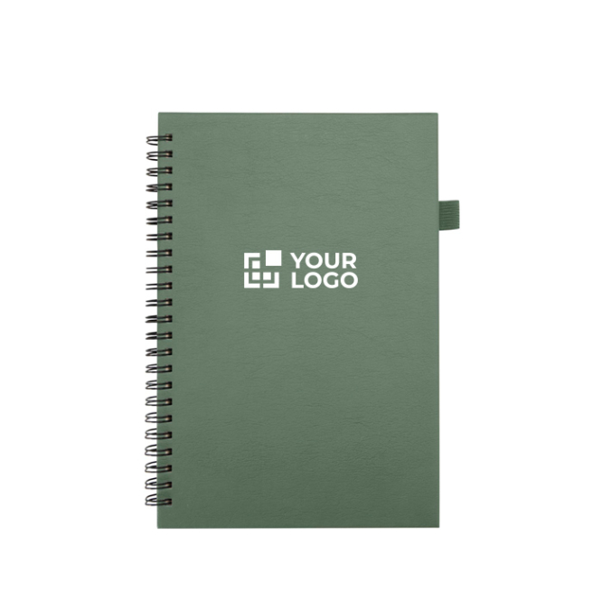 Caderno A5 de capa dura em pele sintética, espiral pautado JournalBooks