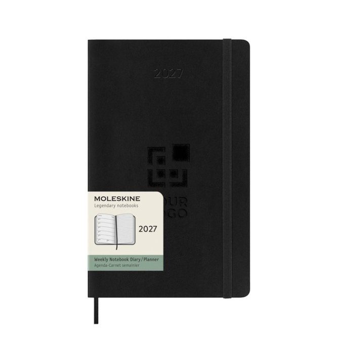 Agenda semanal em couro plástico com marcador de páginas Moleskine