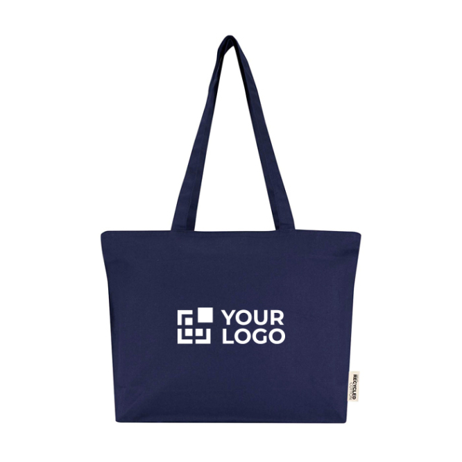 Saco tote de algodão com fecho e asas compridas 320 g/m2