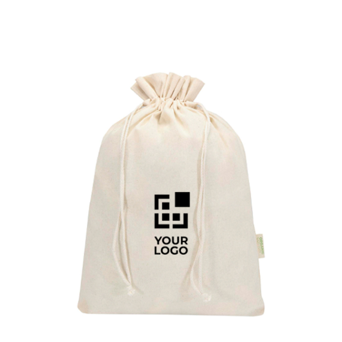 Saco-oferta de algodão com fecho de cordão 140 g/m2