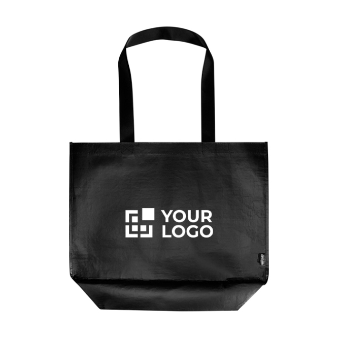 Saco tote plástico reciclado impermeável, fundo amplo 30 L 150 g/m2