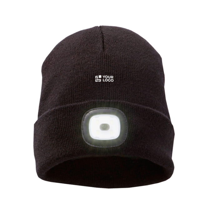 Gorro de malha elástico, canelado com LED frontal 92 g/m2
