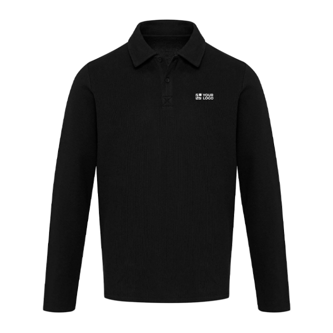 Polo de algodão piqué, unissexo, manga comprida 245 g/m2 Elevate