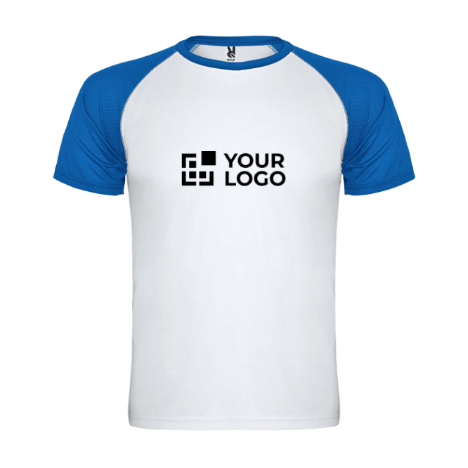 T-shirt sport bicolor infantil curta 140 g/m2 Roly Indianápolis 