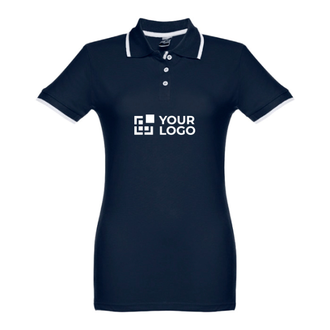 Polo de manga curta bicolor para personalizar cor branco primeira vista