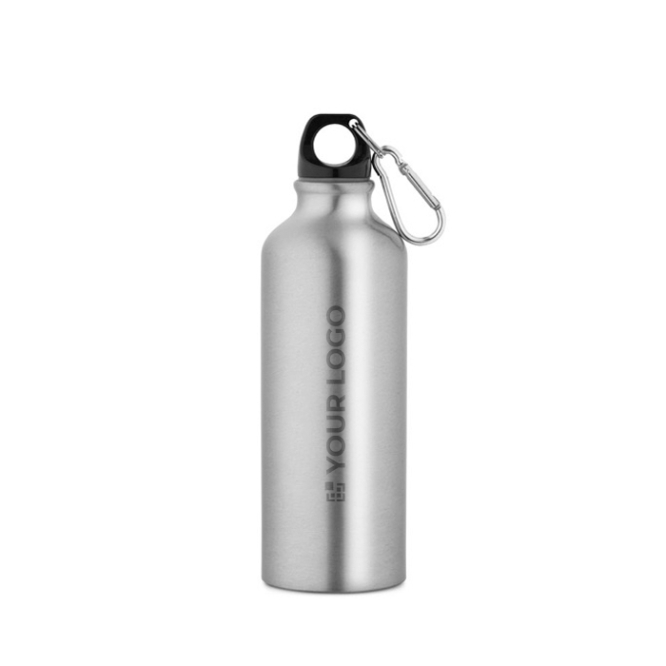 Garrafa de alumínio reciclado com mosquetão colorido 530 ml