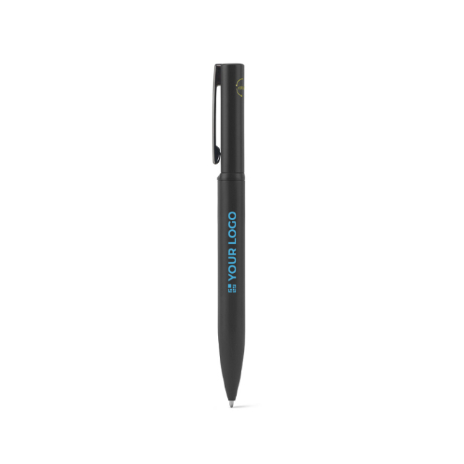 Caneta de metal 60% reciclado elegante com clip e tinta azul