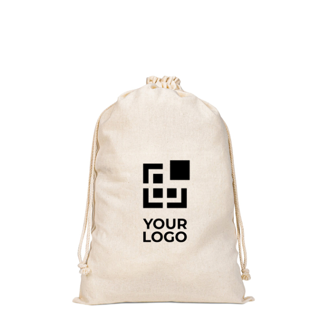 Mochila de cordões grande em algodão com asas e fecho 120 g/m²