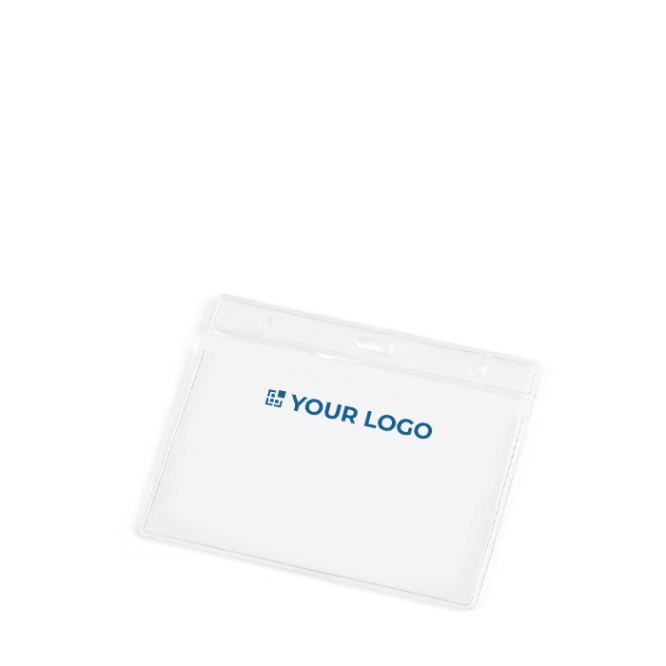Identificador horizontal em plástico com furos para mosquetão 11x9cm