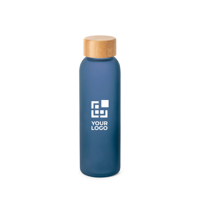 Garrafa de vidro fosco com tampa de rosca em bambu 520 ml