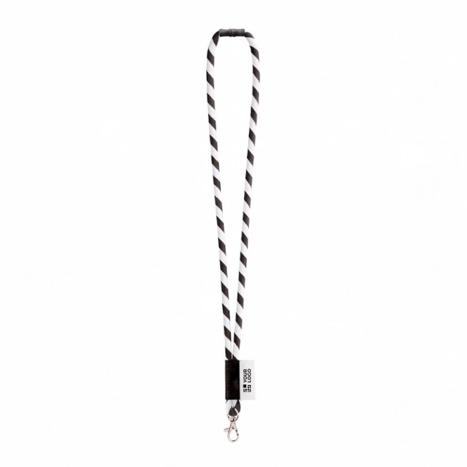 Lanyard tubular de poliamida com mosquetão e etiqueta sublimável