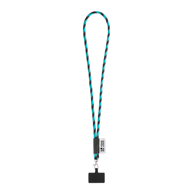 Lanyard tubular com mosquetão e suporte para telemóvel 6,5 x 4,1 cm