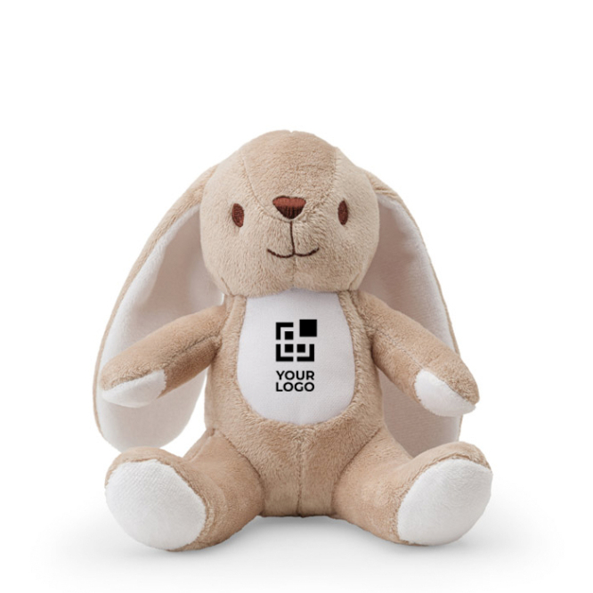 Peluche de coelho em poliéster com patch personalizável