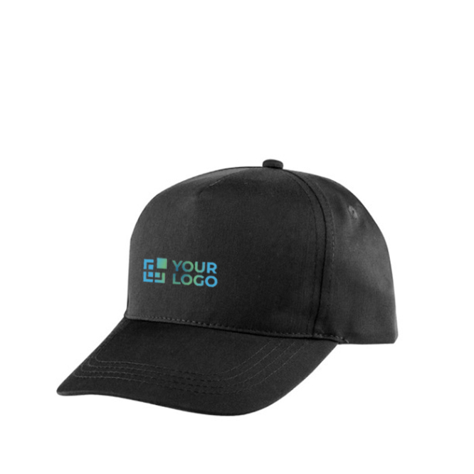 Boné de poliéster reciclado com 5 painéis e fecho velcro 210 g/m2
