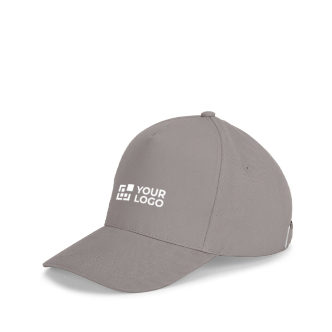 Boné de algodão escovado de 5 painéis com fivela metálica 260 g/m²