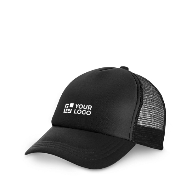Boné de poliéster e malha com fecho ajustável 150 g/m2