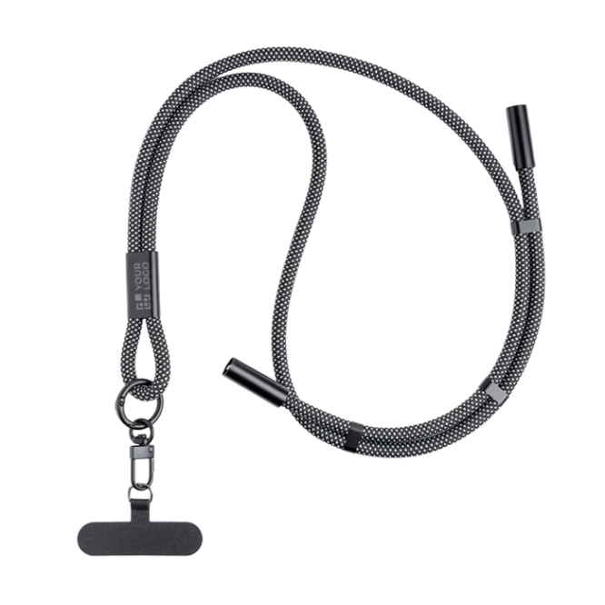 Lanyard de plástico e nylon com carga e presilhas ajustáveis