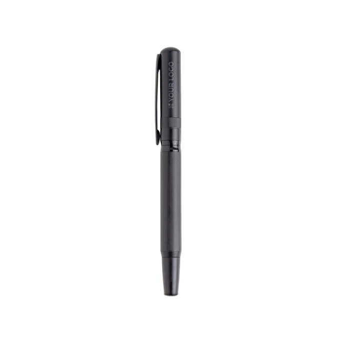 Roller metálico, tampa gravada e clipe estreito/elegante, tinta preta