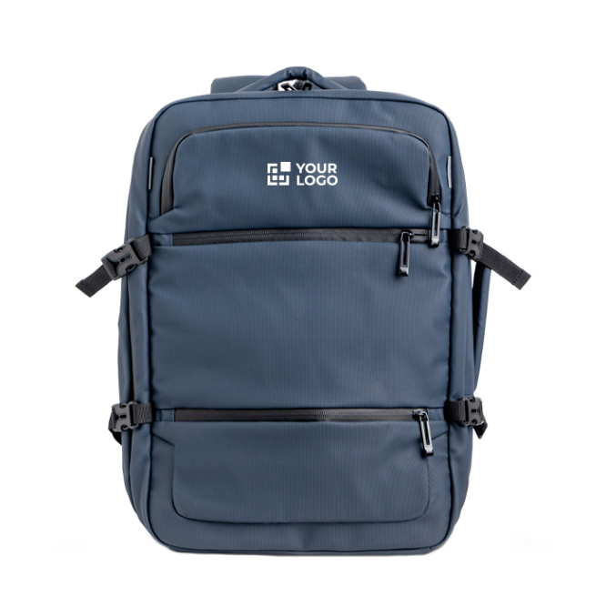 Mochila expansível com fechos de correr e manga para trolley 15,6