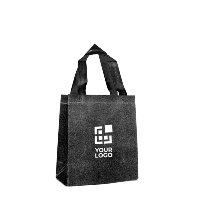 Saco de non-woven brilhante com purpurina e alças 130 g/m2 vista principal
