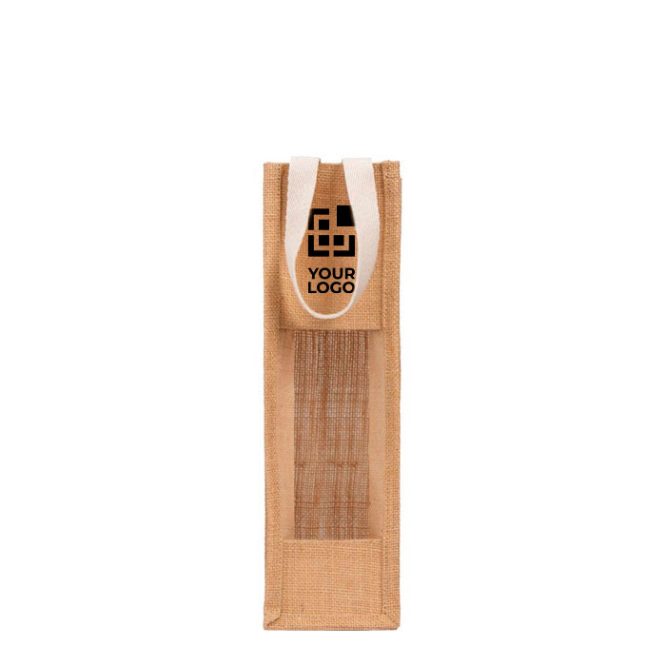 Saco de juta com acabamento laminado para garrafas de vinho 750 ml vista principal