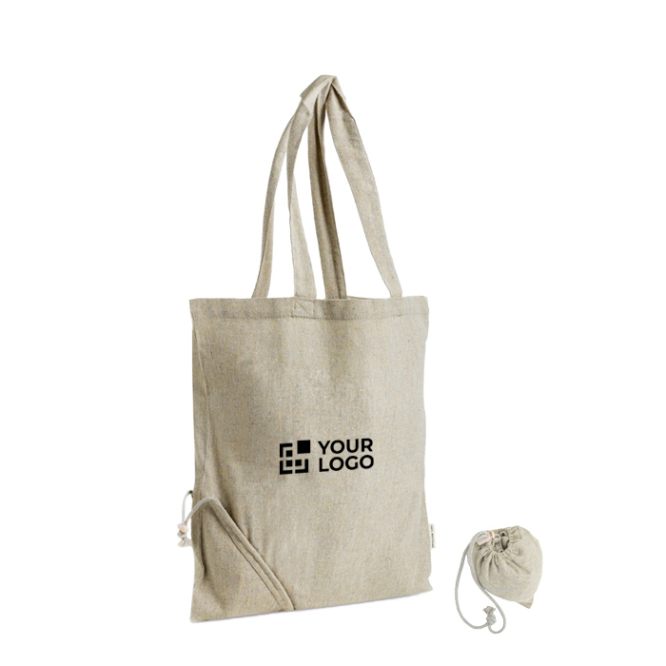 Saco dobrável de algodão reciclado mélange com asas compridas 150 g/m²