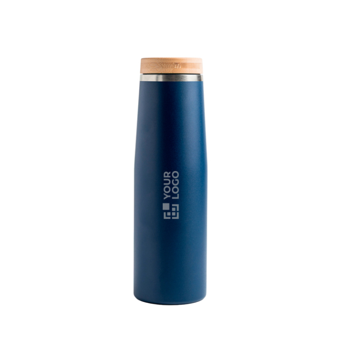 Garrafa térmica de aço inoxidável com tampa de bambu natural 550 ml