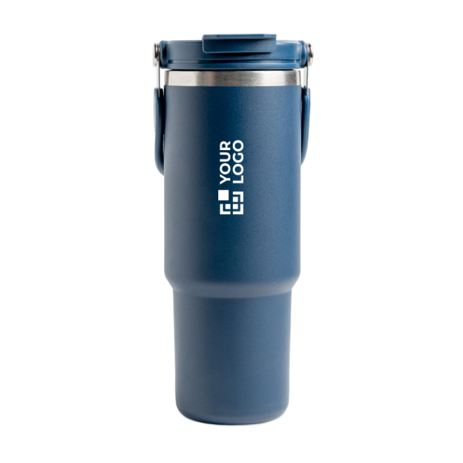 Copo térmico de aço inoxidável com tampa dupla e pega dobrável 900 ml