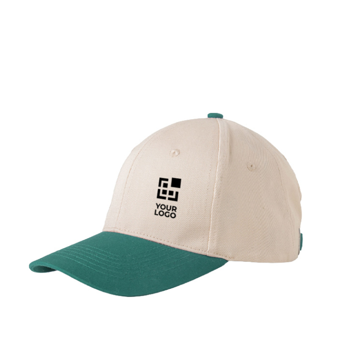Boné desportivo bicolor estruturado em 6 painéis de algodão 250 g/m2