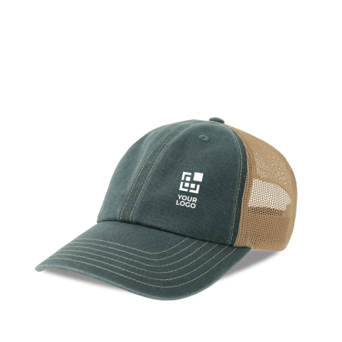 Boné trucker de 6 painéis com rede respirável e fecho de velcro