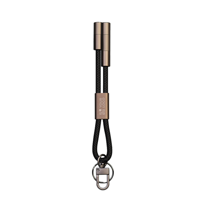Porta-chaves carregador 2 em 1 nylon reciclado USB-C e Lightning 60W