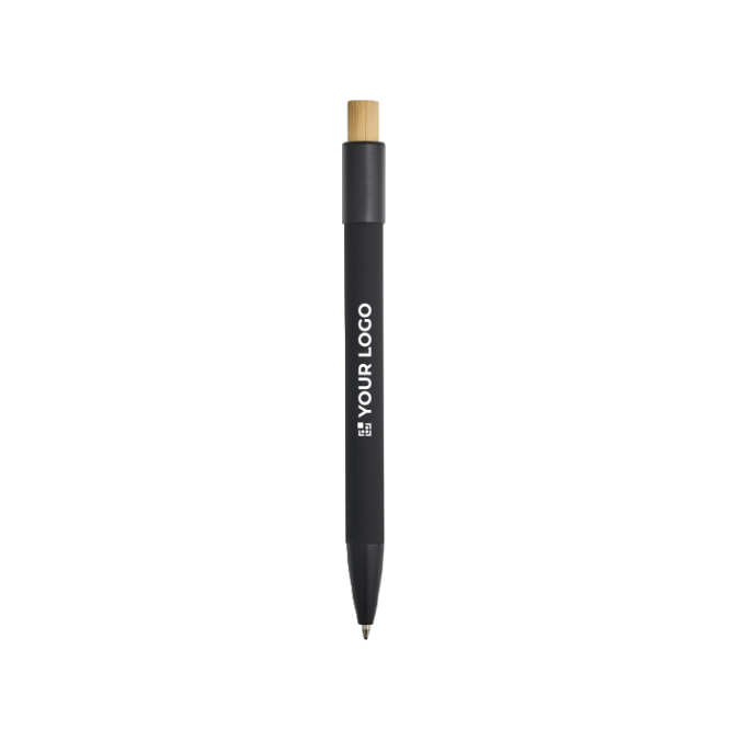 Caneta de alumínio reciclado com mecanismo antistress e tinta preta