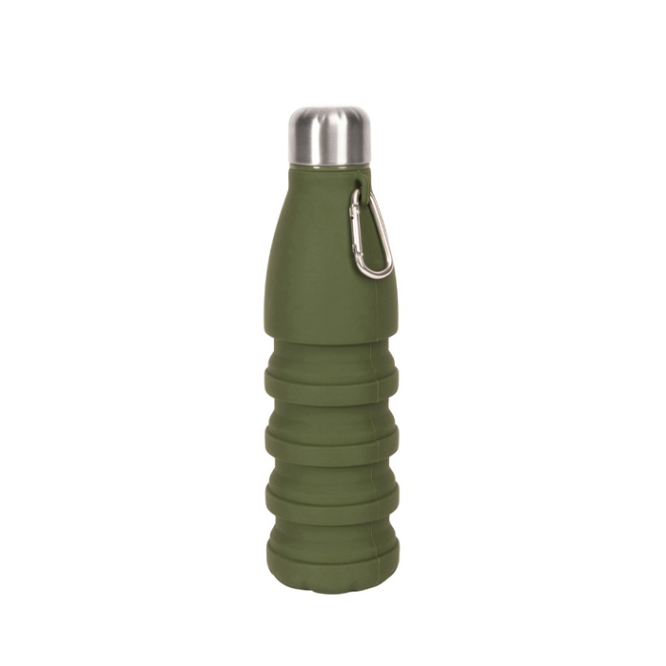 Garrafa de silicone sem BPA dobrável com mosquetão 550 ml