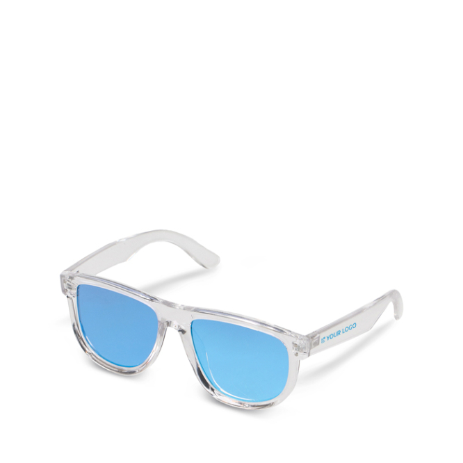 Óculos de sol com armação transparente e lentes espelhadas UV400
